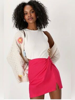 Lulus Vivid Passion Fuchsia High-Rise Knotted Mini Skirt